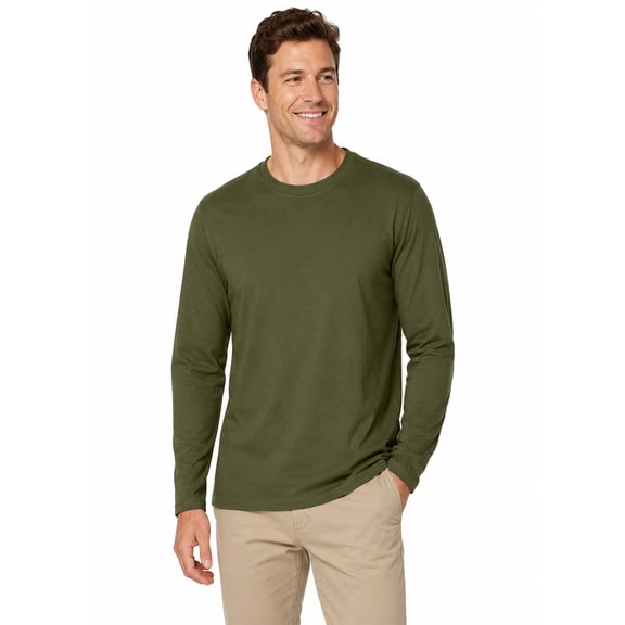 APEXFWDT Men's Long Sleeve T Shirt Crew Neck Cotton Blend Casual Loose Fit Basic Tee for Fall Everyday Wear M-5XL