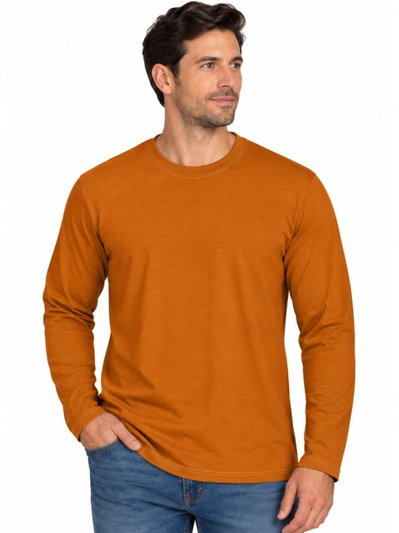 APEXFWDT Men's Long Sleeve T Shirt Crew Neck Cotton Blend Casual Loose Fit Basic Tee for Fall Everyday Wear M-5XL