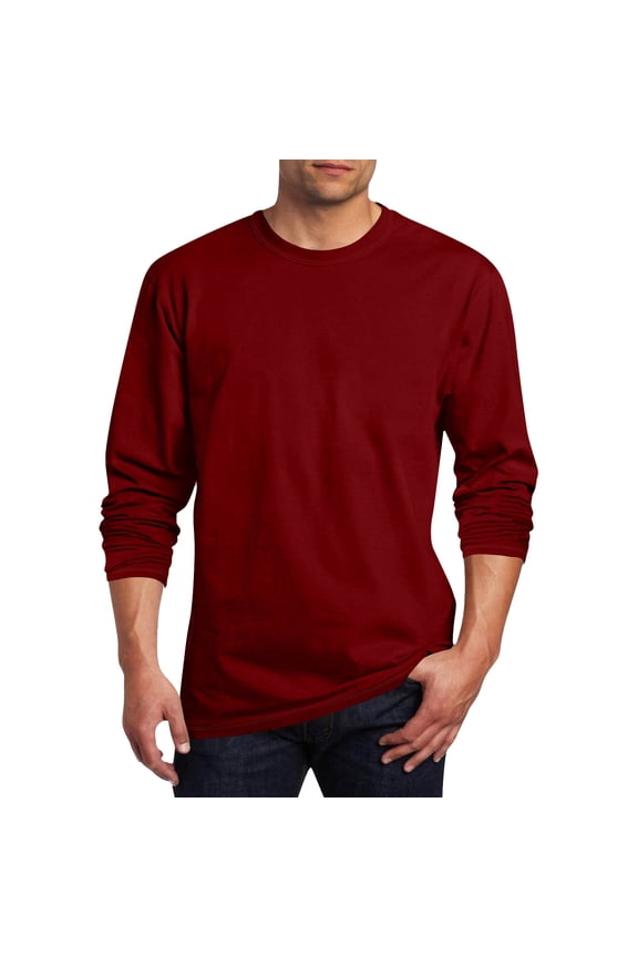 APEXFWDT Men's Big and Tall Long Sleeve Crew Tee Cotton Blend Basic Shirt Casual Loose Solid Shirt M-5XL