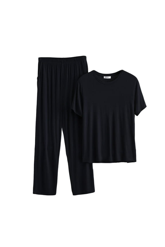 APEXFWDT Men's Big and Tall Pajamas Set Short Sleeve Bottom PJ's Pants 2 Piece Pjs Set Modal Sleep Night Suit Ultra Soft Sleepwear Lounge Set 3XL-6XL