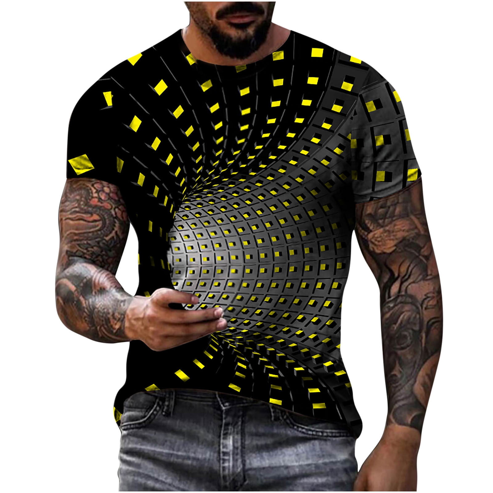 さらに100円引き◆ ◆Graphic Short Sleeved T-shirt APEXFWDT Men's Casual Summer T-Shirt Big and Tall Short