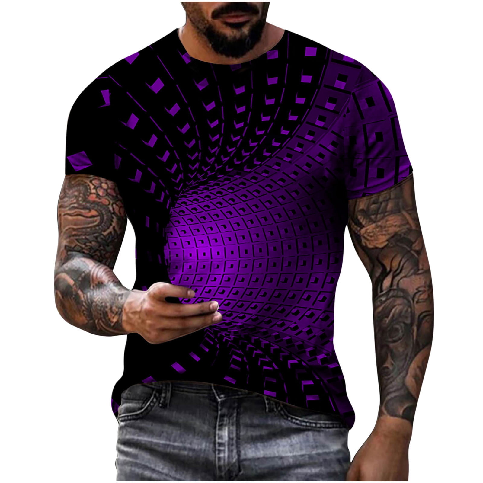 APEXFWDT Men's Big and Tall Short Sleeve T Shirt Summer 3D Print Graphic Tee Tops Casual Crewneck Workout Shirt 2X-6X