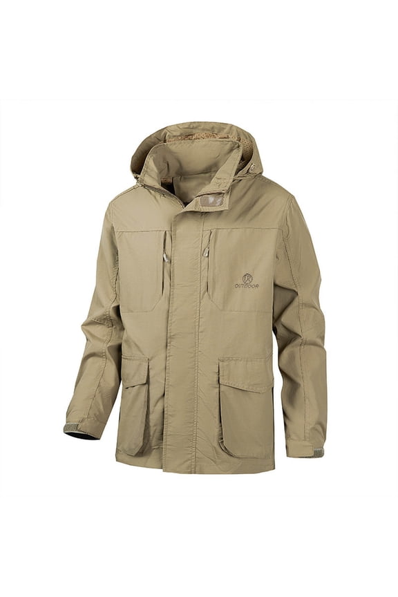 APEXFWDT Men's Big and Tall Softshell Jacket Outdoor Light Coat Hooded Waterproof Windbreaker Lightweight Jacket for Spring Fall