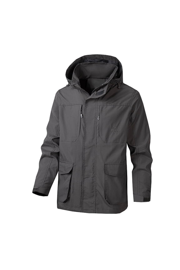 APEXFWDT Men's Big and Tall Softshell Jacket Outdoor Light Coat Hooded Waterproof Windbreaker Lightweight Jacket for Spring Fall