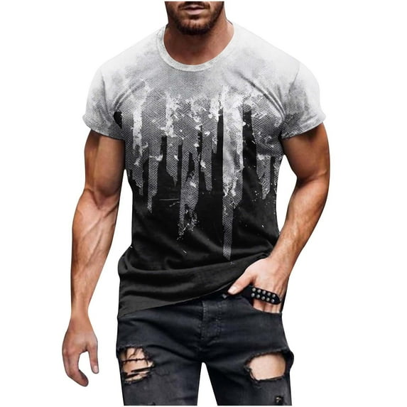 APEXFWDT Men's Big and Tall Summer Casual Graphic Print T Shirt Round Neck Short Sleeve Tee Tops Athletic Tee Shirts