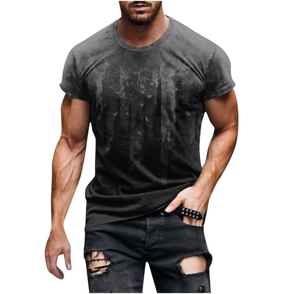 APEXFWDT Men's Big and Tall Summer Casual Graphic Print T Shirt Round Neck Short Sleeve Tee Tops Athletic Tee Shirts