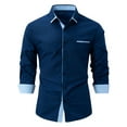 thumbnail image 1 of APEXFWDT Men's Business Dress Shirt Long Sleeve Casual Regular Fit Button Down Shirt Color Block Wrinkle-Free Shirts with Pocket, 1 of 8