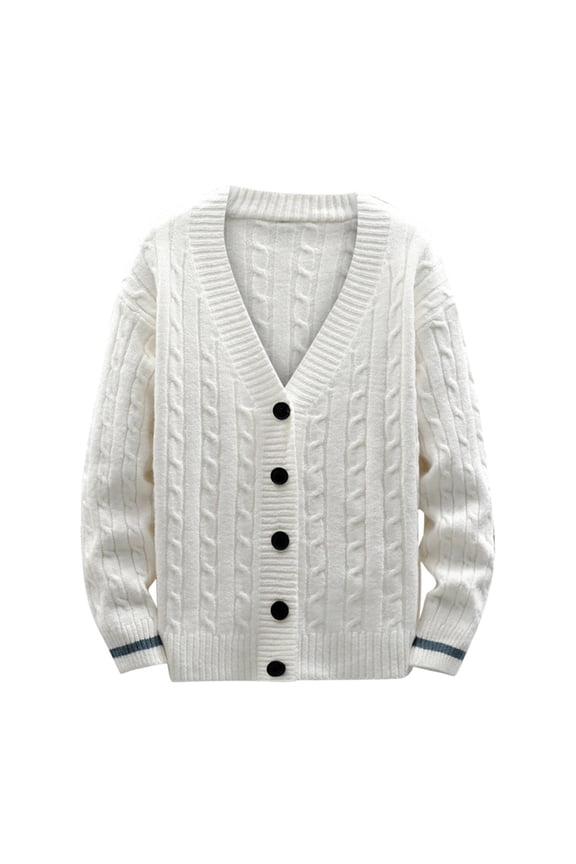 APEXFWDT Men's Cardigan Sweaters V Neck Button Down Cardigans Casual Loose Cable Knitted Cardigan Sweater