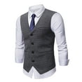 thumbnail image 1 of APEXFWDT Men's Casual Business Vests Lightweight Waistcoat Slim Fit Suit Vest Patchwork Formal Dress Waistcoat Vest with Pockets, 1 of 9