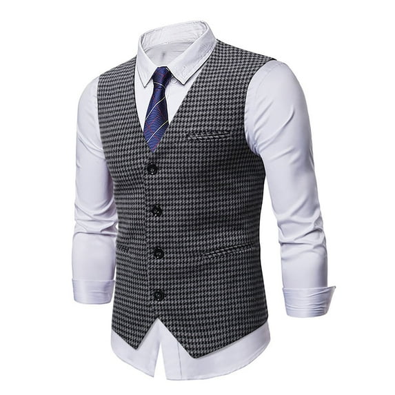 APEXFWDT Men's Casual Business Vests Lightweight Waistcoat Slim Fit Suit Vest Patchwork Formal Dress Waistcoat Vest with Pockets