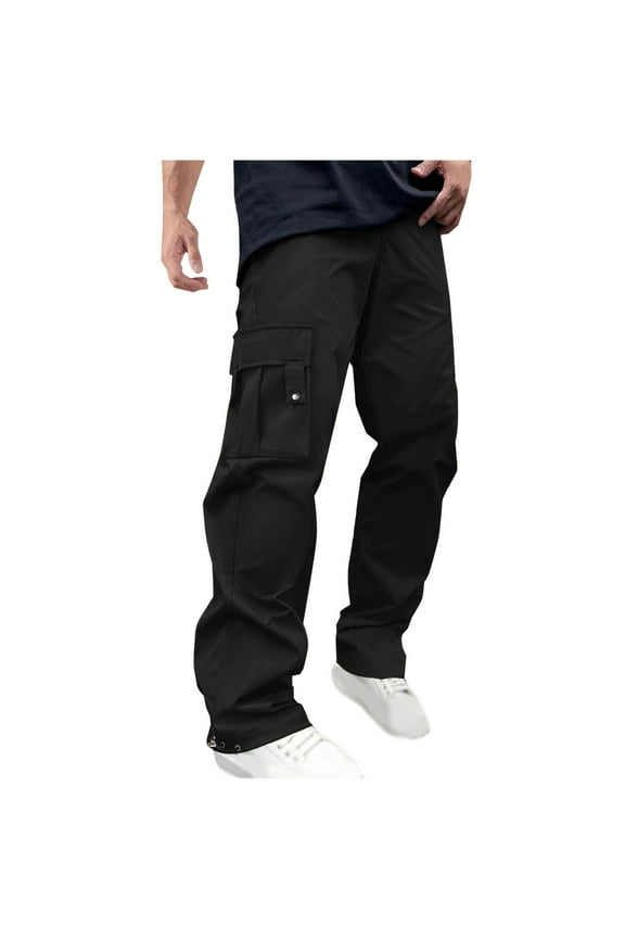 APEXFWDT Men's Casual Cargo Pants Workout Athletic Joggers Sweatpants Men Outdoor Hiking Drawstring Tactical Pants with Multi Pockets
