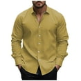 thumbnail image 1 of APEXFWDT Men's Casual Comfort Stretch Shirt Point Collar Button Down Office Top Long Sleeves Smart Business Wear,L,Yellow, 1 of 5