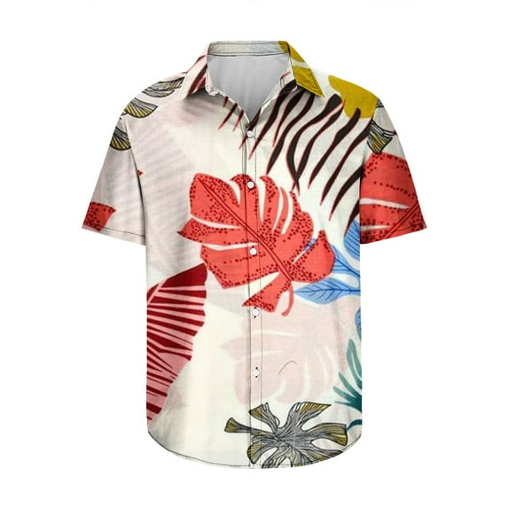 APEXFWDT Men's Casual Hawaiian Shirts Big and Tall Button Down Short Sleeve Tropical Floral Shirt Fashion Holiday Beach Shirt