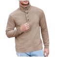 thumbnail image 1 of APEXFWDT Men's Casual Pullover Sweater Waffle Thermal Sweatshirt Men Long Sleeve Mock Neck Button Sweaters Fashion Henley Top, 1 of 7