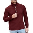 thumbnail image 1 of APEXFWDT Men's Casual Pullover Sweater Waffle Thermal Sweatshirt Men Long Sleeve Mock Neck Button Sweaters Fashion Henley Top, 1 of 7