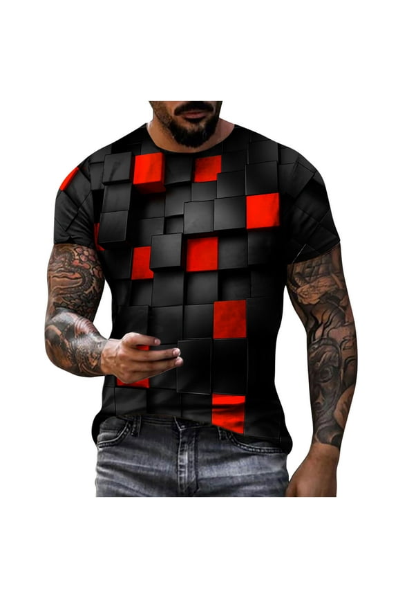 APEXFWDT Men's Casual Summer T-Shirt Big and Tall Short Sleeve Crew Neck Tee Tops 3D Print Graphic TShirt Streetwear 2X-6X