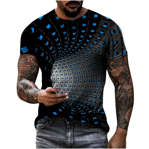 APEXFWDT Men's Casual Summer T-Shirt Big and Tall Short Sleeve Crew Neck Tee Tops 3D Print Graphic TShirt Streetwear 2X-6X