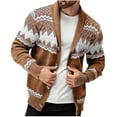 thumbnail image 1 of APEXFWDT Men's Christmas Knit Cardigan Shawl Collar Button-Down Long Sleeve Sweater Coat, Festive Holiday Outerwear,M,Khaki, 1 of 5
