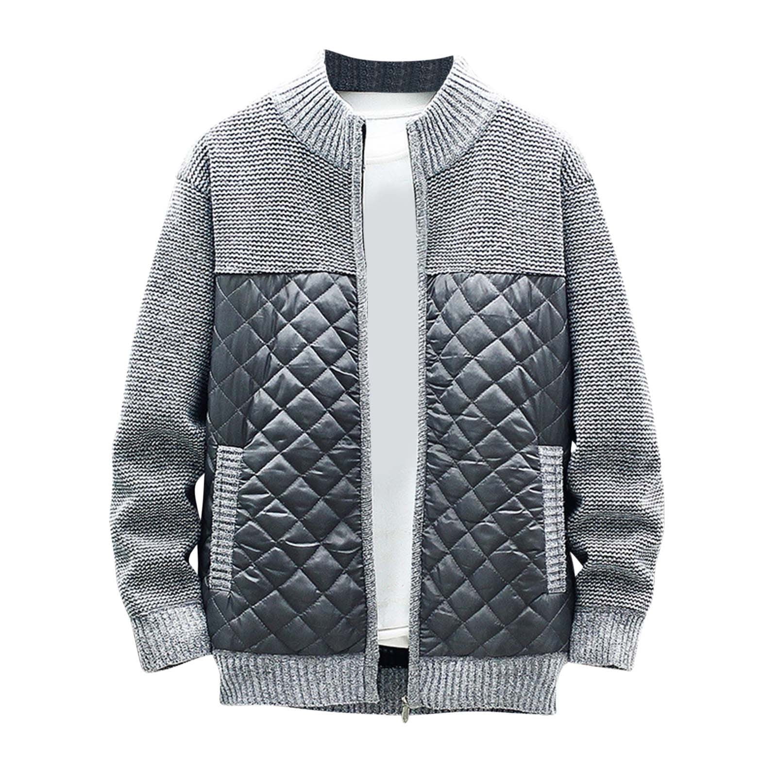 Men's Plus Size Ribbed Hem Zip Up Cardigan main image 1