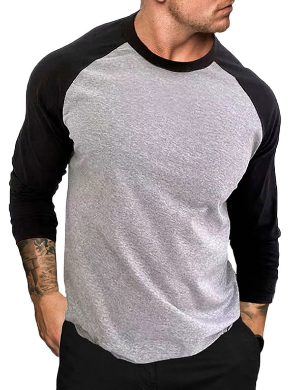 APEXFWDT Men's Classic Baseball Active T-Shirt Casual Vintage Long Sleeve Raglan Shirts Crewneck Raglan Fit Athletic Shirts
