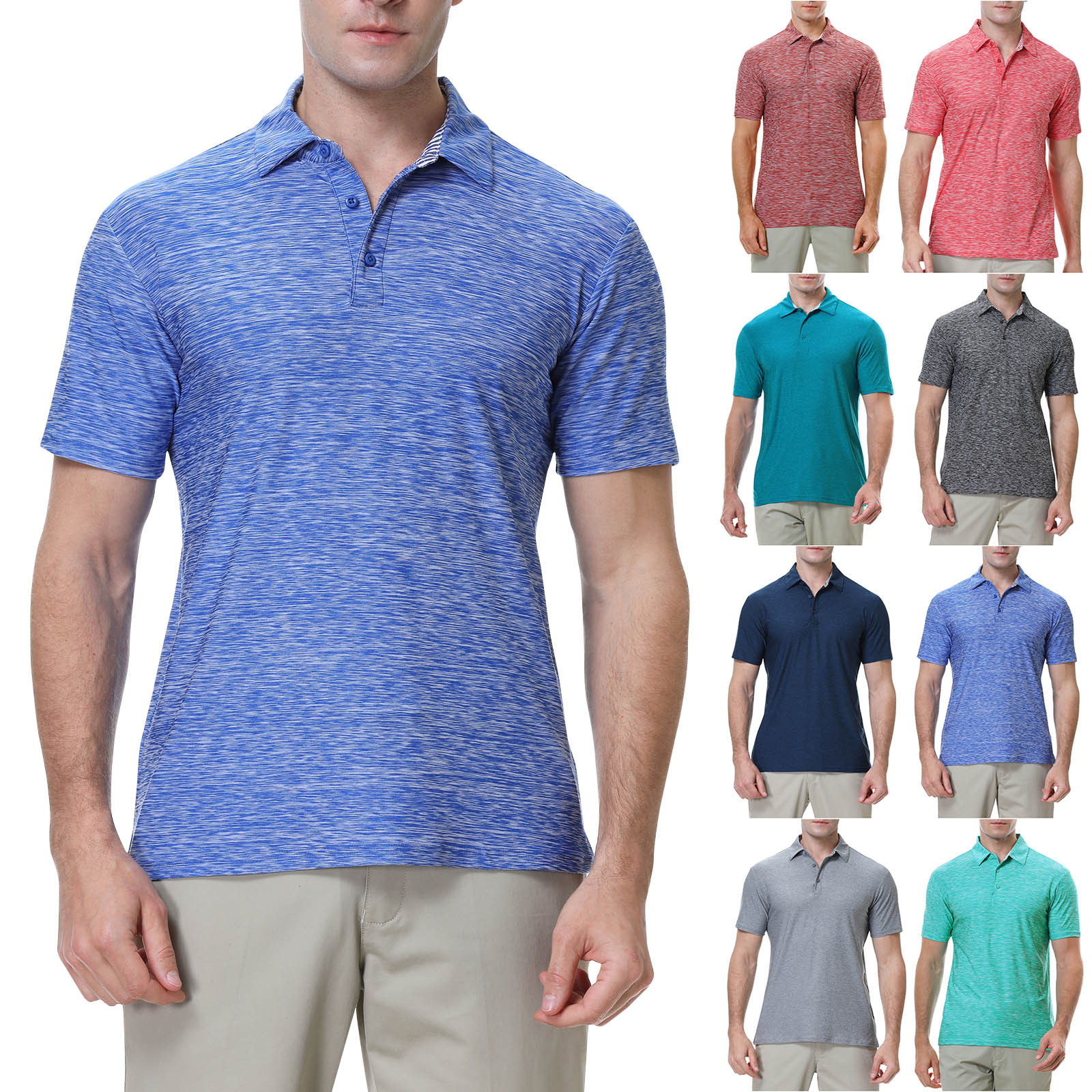 APEXFWDT Men's Classic Fit Polo Shirt Short Sleeve Button Up Collared