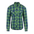 thumbnail image 1 of APEXFWDT Men's Classic Plaid Button Down Shirt - Flannel Long Sleeve Shirt with Dual Chest Pockets Office to Weekend Wear,M,Blue, 1 of 2