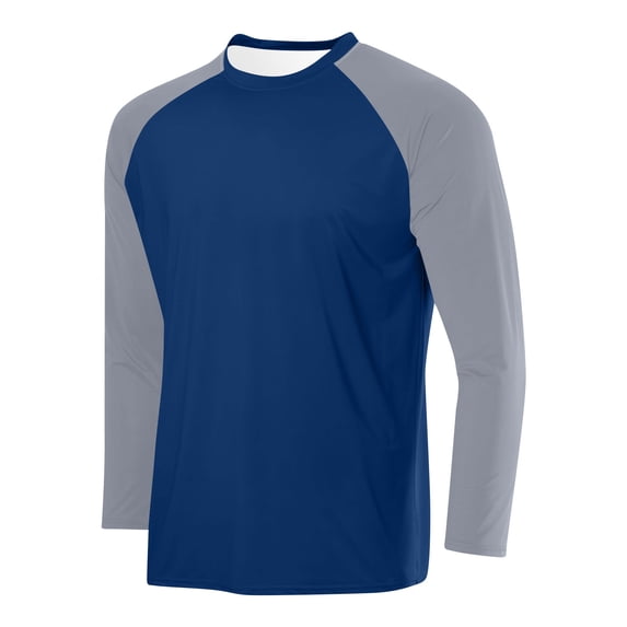 APEXFWDT Men's Color Block Raglan Sleeve T Shirt Mesh Crew Neck Athletic Casual Long Sleeve Baseball Tee Shirt,XL,Navy
