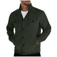 thumbnail image 1 of APEXFWDT Men's Corduroy Stand-Collar Jacket Button-Up Long Sleeve Drawstring Jacket Solid Color Casual Outerwear with Pockets,M,Army Green, 1 of 6