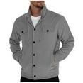 thumbnail image 1 of APEXFWDT Men's Corduroy Stand-Collar Jacket Button-Up Long Sleeve Drawstring Jacket Solid Color Casual Outerwear with Pockets,XXL,Gray, 1 of 6