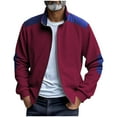 thumbnail image 1 of APEXFWDT Men’s Corduroy Zip-Up Jacket Stand Collar Long Sleeve Jacket with Patch Elbow & Pockets for Fall/Winter,S,Wine, 1 of 9