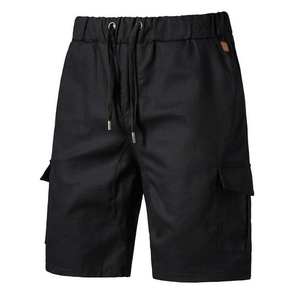 APEXFWDT Men's Cotton Cargo Shorts Drawstring Elastic Waist Casual Strench Regular Fit Workout Shorts Summer Outdoor Hiking Travel Shorts