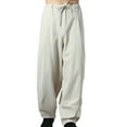 thumbnail image 1 of APEXFWDT Men's Cotton-Linen Wide-Leg Harem Pants Loose Drawstring Waist Breathable Baggy Trousers for Yoga & Sports,M,Beige, 1 of 7