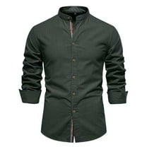 APEXFWDT Men's Dress Shirt - Cotton Stand Collar Business Shirt Button Down Long Sleeve Shirts for Work & Professional Settings,XXL,Army Green