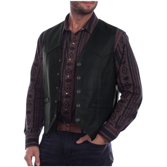 APEXFWDT Men's Faux Leather Vest Vintage Cowboy Style Sleeveless Jacket V-Neck Western Motorcycle Vest Slim Fit Wedding Waistcoats S-3XL