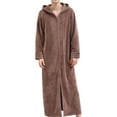 thumbnail image 1 of APEXFWDT Men's Flannel Long Hooded Robe Full-Zip Soft Warm Hooded Robe Cozy Spa Shower Robe Long Bathrobe with Pockets,M,Coffee, 1 of 2