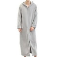 thumbnail image 1 of APEXFWDT Men's Flannel Long Hooded Robe Full-Zip Soft Warm Hooded Robe Cozy Spa Shower Robe Long Bathrobe with Pockets,XL,Gray, 1 of 2