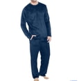 thumbnail image 1 of APEXFWDT Men’s Flannel Pajama Set Round Neck Long Sleeve Pullover & Elastic Waist Long Pants Winter Sleepwear,M,Blue, 1 of 5