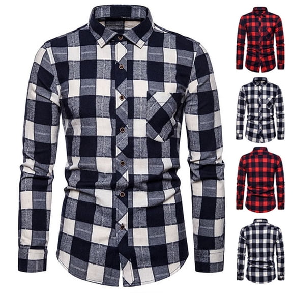 APEXFWDT Men's Flannel Plaid Shirts Button Down Regular Fit Long Sleeve Casual Shirts Western Casual Work Shirts