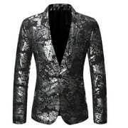 APEXFWDT Men's Floral Tuxedo Jacket Jacquard Suit Jacket Slim Fit Blazer for Wedding Prom Dinner Stylish Blazer Tuxedo Jacket