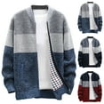 thumbnail image 1 of APEXFWDT Men's Full Zip Cardigan Sweater Color Contrast Cable Thick Knitted Sweater Casual Open Front Overcoat, 1 of 6
