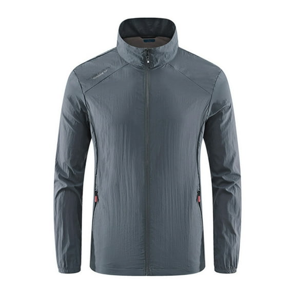 APEXFWDT Men's Full Zip UPF 50+ Light Jacket Big and Tall Sun Protection Cooling Long Sleeve Shirts with Pockets Stand Collar Sunblock Jacket