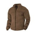 thumbnail image 1 of APEXFWDT Men's Fuzzy Zip-Up Jacket Stand Collar Long Sleeve Plush Warm Coat Fall/Winter Cozy Outerwear,S,Khaki, 1 of 6