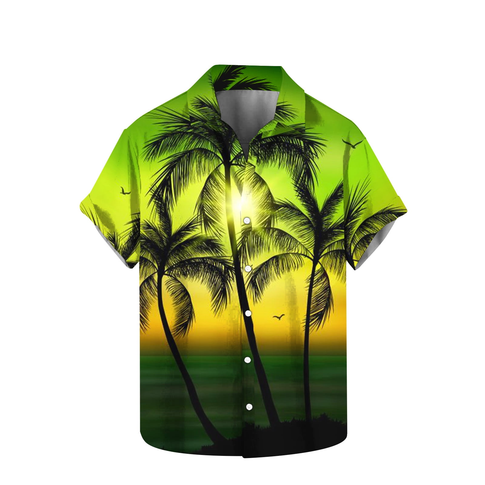 INFLATION Hawaiian Shirt For Men - Short Sleeve Button Down With Front Pocket, Tropical Print Beach Shirt