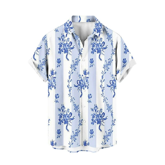 APEXFWDT Men's Hawaiian Shirt Tropical Aloha Shirts Short Sleeve Beach Holiday Shirt Casual Cuban Shirts