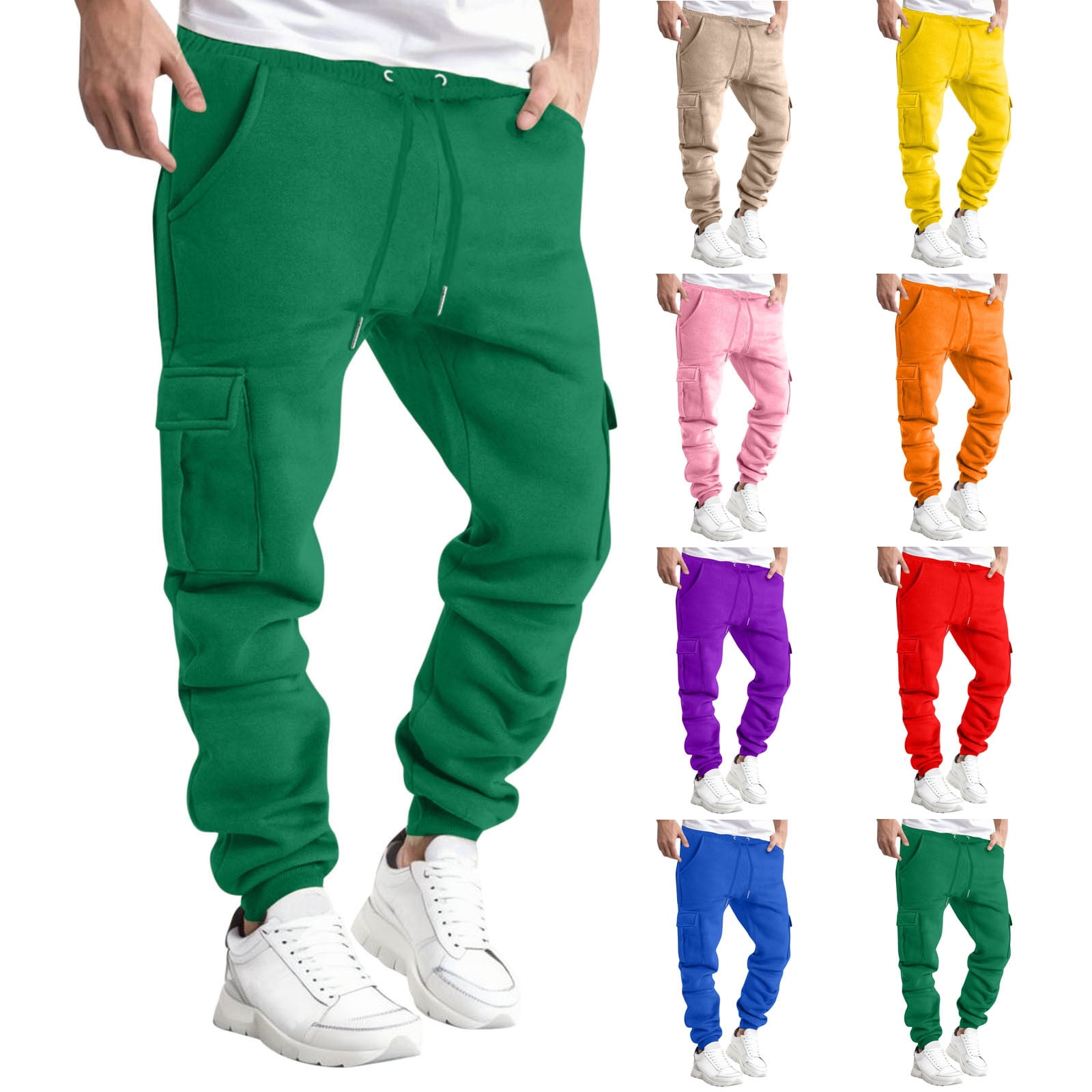 APEXFWDT Men's Heavyweight Cargo Fleece Sweatpants Stretch Elastic