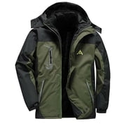 APEXFWDT Mens Heavyweight Waterproof Windproof Ski Jacket with Detachable Hood Fleece Lined Winter Thermal Insulated Parka for Hiking Camping