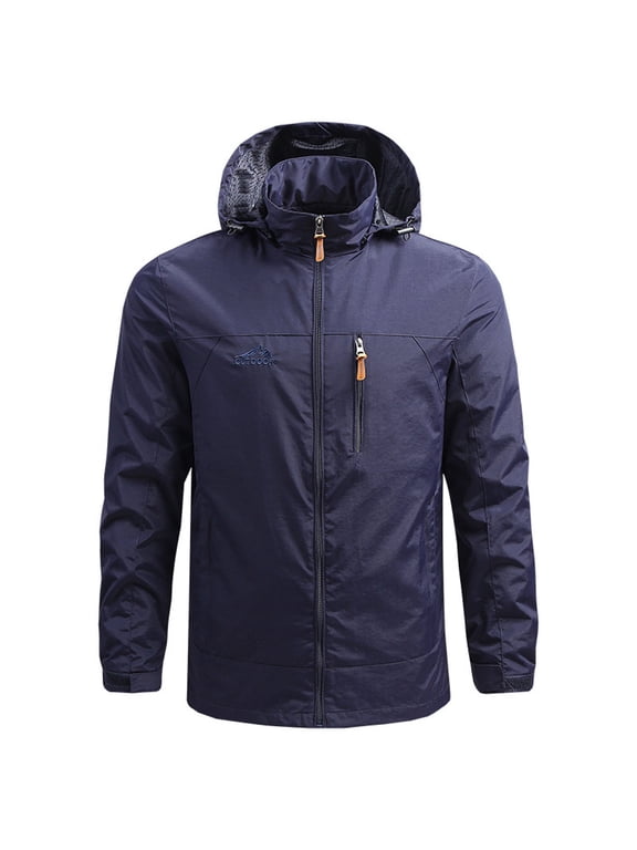 APEXFWDT Men's Lightweight Softshell Jacket Big and Tall Hooded Hiking Windbreaker Jackets Sun Protection Track Jacket M-3XL
