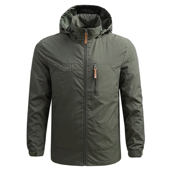 APEXFWDT Men's Lightweight Softshell Jacket Big and Tall Full-zip Hooded Hiking Windbreaker Jackets Slim Fit Sun Protection Track Jacket