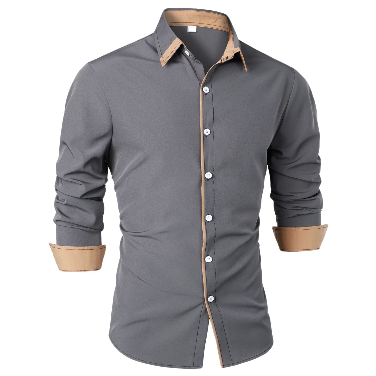 APEXFWDT Men's Long Sleeve Dress Shirt Plaid Collar Casual Button Down ...