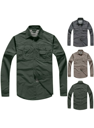 Men's Long Sleeve Hiking Shirts-Nylon Quick Dry Tops Fishing Shirts for  Outdoor Travel Army Green : Clothing, Shoes & Jewelry 